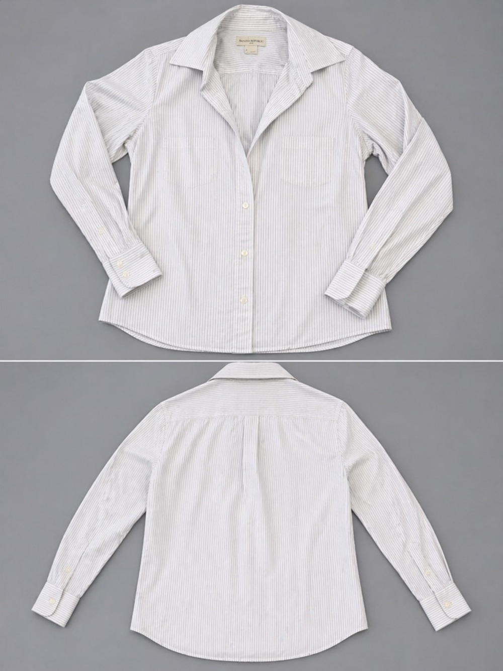 Banana Republic Blue and White Striped Button-Down Shirt - M